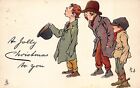 A Jolly Christmas To You 3 Street Urchins Greetings Tucks Antique Postcard C1904