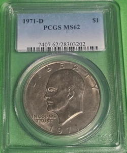 1971-D Eisenhower Dollar PCGS MS 62 Blue Label - Picture 1 of 4