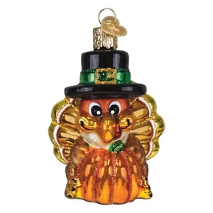 Antiguo Mundo Navidad Peregrino Pavo Vidrio Adorno para Árbol de Vacaciones con Caja GRATIS - Imagen 1 de 6