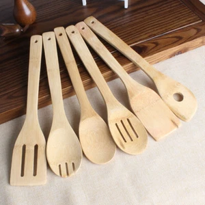 Set of 6 Pieces Bamboo Kitchenware Tool Utensils Cooking Tools Spoons - Picture 1 of 11
