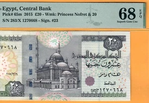 ÄGYPTEN-20 POUNDS-2015-SIGN 23 RAMEZ-P.65m-# 1270668*PMG 68 SUPERB GEM UNC*TOP POP - Bild 1 von 3