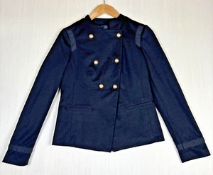The Limited Womens Blazer S Black Double Breasted Gold Buttons Mandarin Collar - Picture 1 of 11