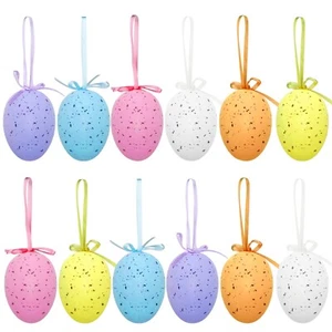 12Pcs Easter Eggs Decorations Hanging Ornaments Colorful for Easter Basket Tr... - Picture 1 of 9