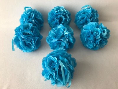 Set of 7 Bouquet Flower Balls Blue Wedding Shower Party Decoration - Image 1 of 4