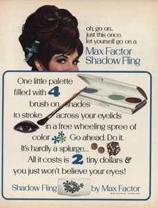 1966 Max Factor: Shadow Fling Vintage Print Ad - Picture 1 of 1