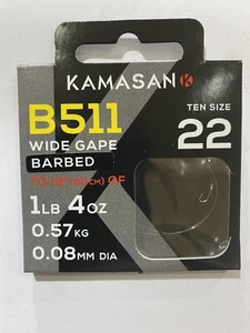 Kamasan B511 Wide Gape Hooks To Nylon Course Silverfish All Sizes Available - Picture 1 of 1