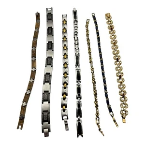 Lot of 7 Mixed Metal Bracelets, Stainless Steel & Gold Tone, Avon Included - Picture 1 of 13