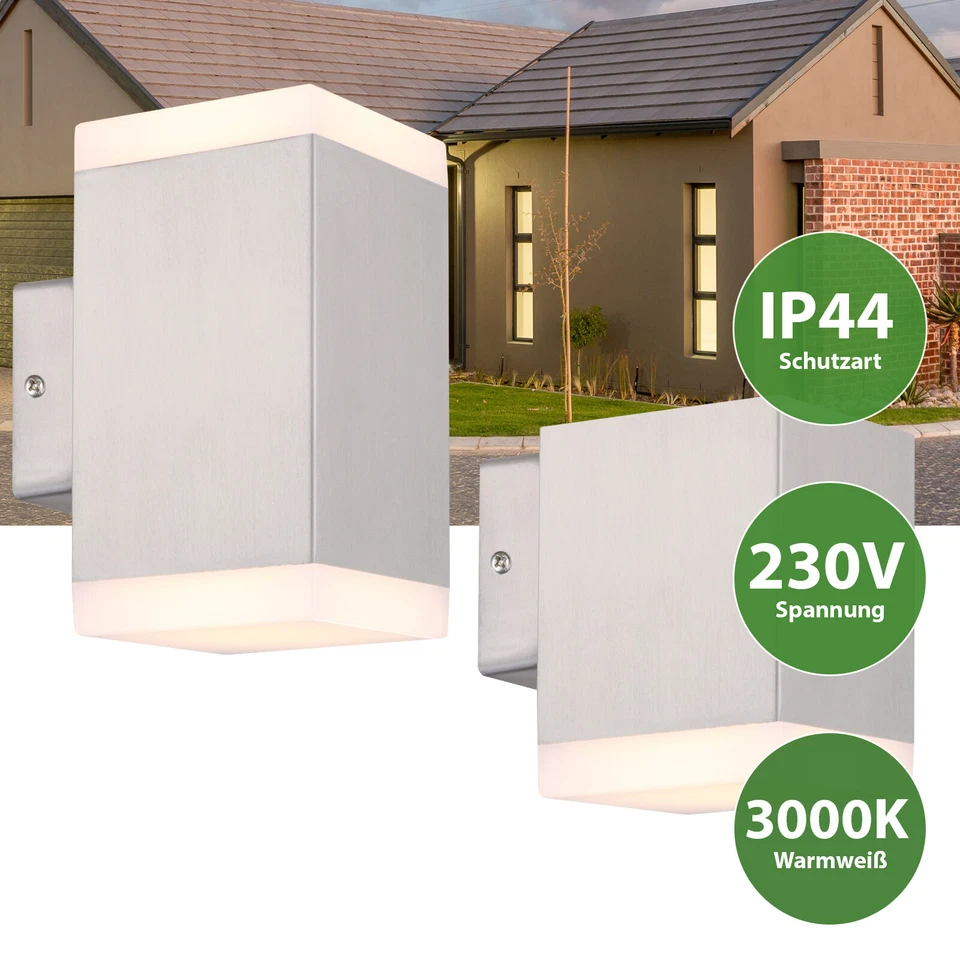 LED Wandleuchte Außenleuchte Innenleuchte Fassade Wandlampe Edelstahl IP44 230V - Bild 1 von 1