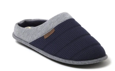 Zapatillas zueco Dearfoams acogedoras cómodas con infusión de gel para hombre azul marino tejido sin cordones: S-XL Foto 1 de 4