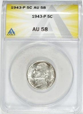 1943 P ANAC's AU 58 Silver Jefferson Nickel ☆☆ Great For Sets ☆☆ 176 - Image 1 of 2