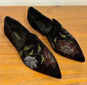 ERDEM brocade velvet embroidered black floral pointed toe slippers 36 $199 - Picture 1 of 5