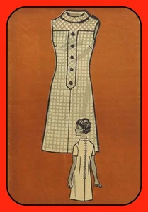 Misses DRESS Pattern Rolled Collar 2 Sleeve MO Printed Pattern 9054 RARE Vtg - Picture 1 of 5