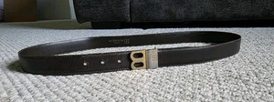 Cintura uomo vintage anni 70 designer Balenciaga fibbia metallo oro logo pelle marrone 40 - Foto 1 di 10