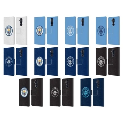 MANCHESTER CITY MAN CITY FC BADGE LEATHER BOOK CASE FOR MICROSOFT NOKIA PHONES - Image 1 of 4