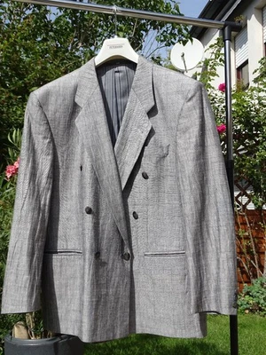 Herren Jacke,  Gr. 25,  silbergrau, Crinkle,  Canda,  Leinen/Polyester/Baumwolle - Bild 1 von 4