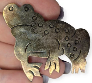 Vintage Signed Mexico 925 Taxco Frog Pin/Brooch Sterling Sliver - Picture 1 of 9