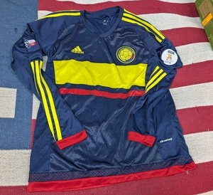 Adidas Climacool Columbia Soccer Long Sleeve Shirt Men's Small Blue Yellow - Picture 1 of 11