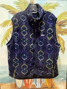 Vintage Patagonia Tapestry Synchilla Fleece Vest Mens Sz Large L Blue Purple - Picture 1 of 17
