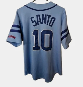 Majestic Chicago Cubs Santo 10 Blue MLB Cooperstown Jersey Blue Vintage Size L - Picture 1 of 6