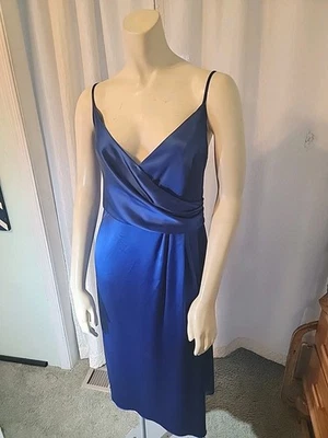 Vestido de coquetel Jill Jill Stuart cetim azul safira tamanho 14 - Imagem 1 de 4