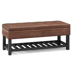 Cosmopolitan 44 inch Wide Transitional Rectangle Storage Ottoman Bench with O... - Picture 1 of 9