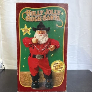 1999 Holly Jolly Rock Santa Animated Dancing Cowboy Alan Jackson Edition WORKS - Picture 1 of 13