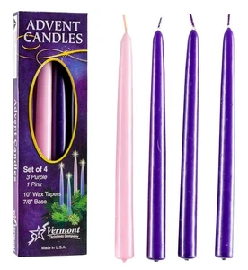 Velas Candelas De Adviento Para Corona De Adviento Calendario Catolico 4 Velas - Picture 1 of 12