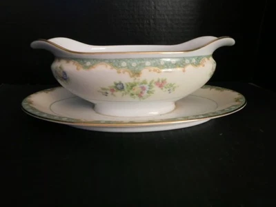 Noritake Adela Gravy/Sauce Boat - Era Art Deco - Pintado a mano - Borde dorado Foto 1 de 4