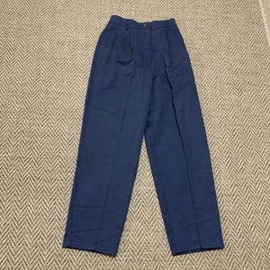 Hunt Club Pleated Pants Womens 8 Navy Blue  Elastic Back Preppy Made USA - Picture 1 of 13