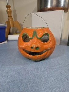 Calabaza de Halloween vintage hecha en Alemania de papel maché sin inserto - Imagen 1 de 9