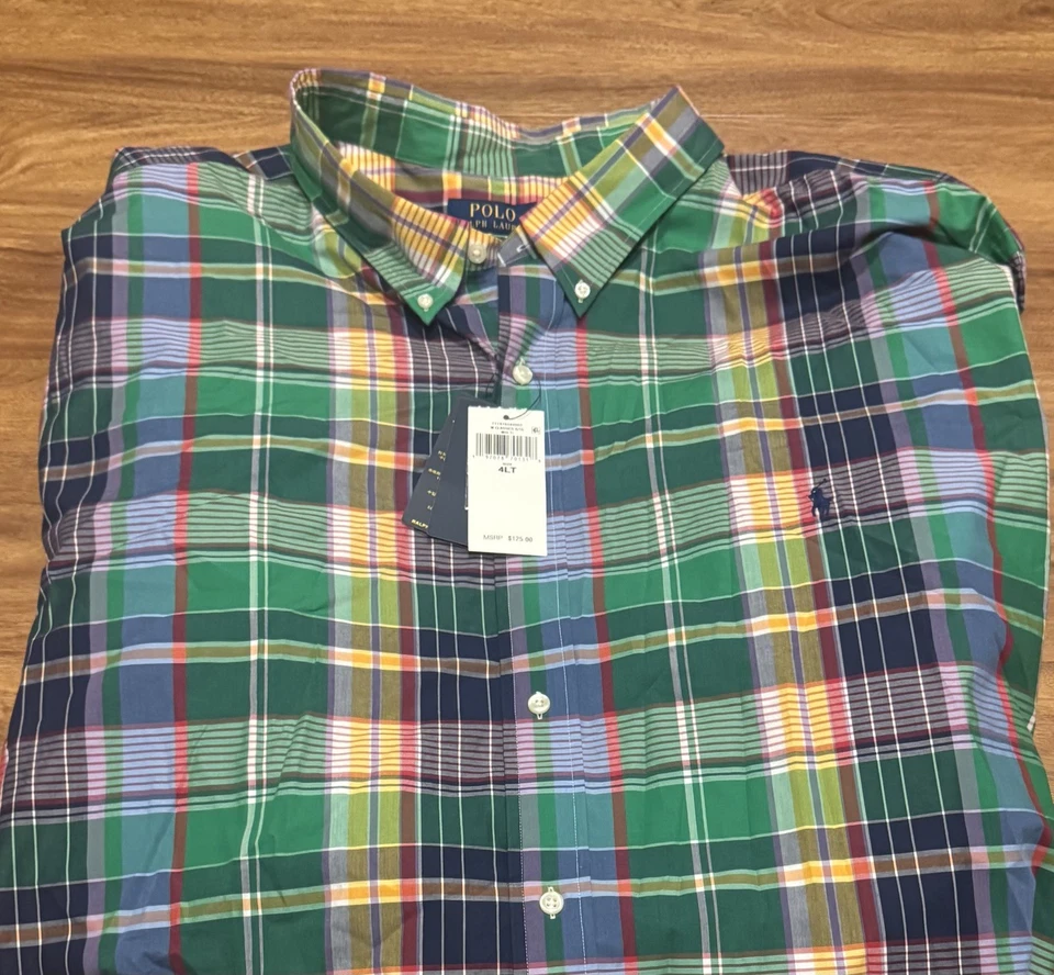 POLO RALPH LAUREN Shirt Mens 4XLT Tall LONG SLEEVE Shirt NEW w/tags Pony $125  - Image 1 of 1