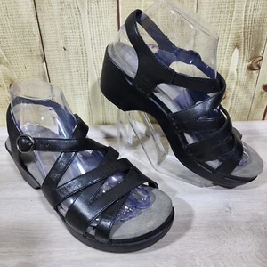 Dansko Stevie Nappa Sandals Black Leather Strappy Womens Shoes Size 39 US 8 - Picture 1 of 13
