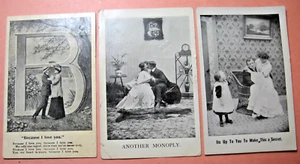 Three 1907 Postcards of Romantic Couples with Captions - Picture 1 of 2