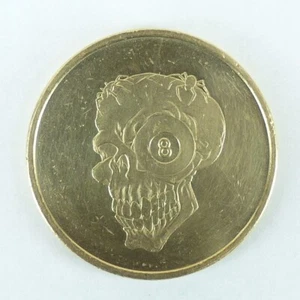 Brass Pog Slammer Skull 8 Ball Eye SlamTek Slammerhead Technology - Picture 1 of 2