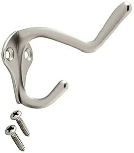 Crown Bolt Coat/Hat Double Wall Hook Satin Nickel - 61994 - Picture 1 of 3