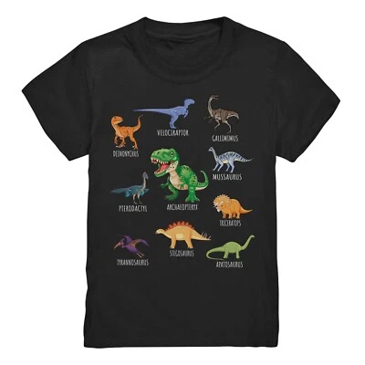 BINYA Dinosaurier-Arten T-Shirt für Kinder | Dino Fans Geschenkidee | Mit T-Rex und Co