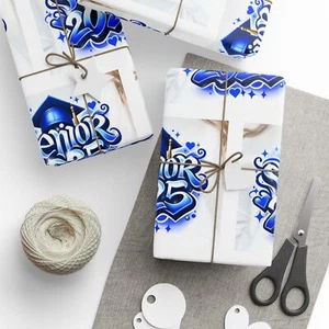 Custom Graduation Wrapping Paper Class 2025 Gift Wrap Party Favors Blue - Picture 1 of 25