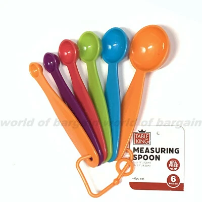 6 pc Measuring Spoon Teaspoon Tablespoon Baking Cooking Spice BPA FREE Plastic - Image 1 of 2