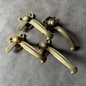 SET OF 4x ANTIQUE VINTAGE SOLID BRASS CASEMENT FASTENER WINDOW LATCH HANDLES - Picture 1 of 10