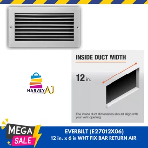 Everbilt E27012X06 12 in. x 6 in. Steel Fixed Bar Return Air Grille in White - Picture 1 of 1