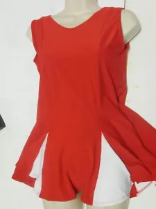 Cheer Kleid 4 Godet rot weiß Kind Damen V-Ausschnitt Pullover Elasthan Kostüm - Bild 1 von 7