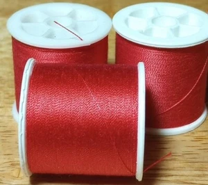 Lot of 3 Coats Dual Duty Thin Polyester Thread 125 Yards Ea RED - Picture 1 of 1