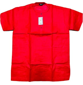 NUEVO CON ETIQUETAS Hombre NIÑOS Camisa Corta Kurta Ranuras TALLA 44 GRANDE Algodón Rojo Autorayas - Imagen 1 de 9