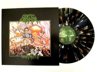 CRYPTIC SLAUGHTER MONEY TALKS LP BLACK ICE SPLATTER VINYL - Image 1 of 4