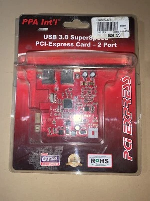 PPA INT’l 2-Port Pci-E USB 3.0 Express Card USB 3.0 Hub Controller Adapter - Image 1 of 2