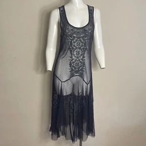 Johnny Was BIYA Slip Dress Large Embroidered Sheer Midi Fairygoth Whimsigoth - Picture 1 of 20