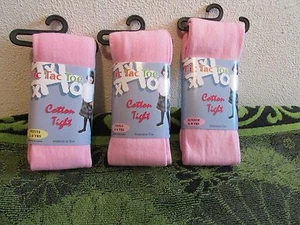 NWT~ LITTLE GIRLS TIC TAC TOE PINK COTTON STRETCH TIGHTS. PETITE (2-4 YEARS OLD) - Picture 1 of 3