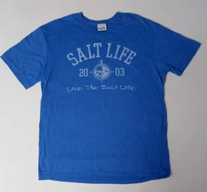 Salt Life Shirt XL Closer to L Short Sleeve Blue Fishing Beach Mens  - Picture 1 of 7