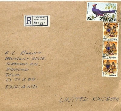 ЗАРЕГИСТРИРОВАННАЯ ЗАМБИЯ *Chachacha* R этикетка GB Devon 1982 {Samwells-Cover} RR119 - Изображение 1 из 4