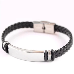 PU Leather Bracelet Gift for Dad Daddy Fathers Day Mens (without font) NEW - Picture 1 of 11